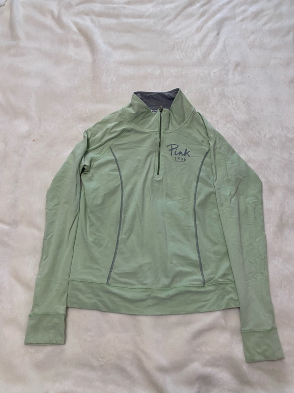 Victoria's Secret Pink Light Green Half-Zip Pullover